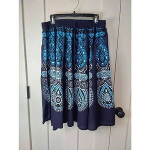 Collections Etc Skirt Sz L Blue Turquoise Paisley